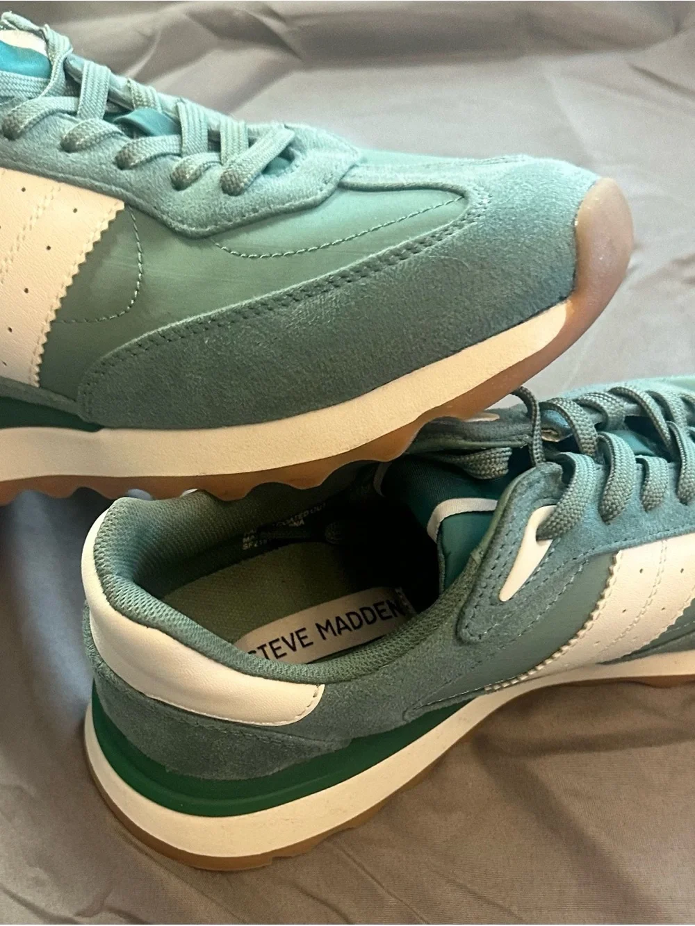 Steve Madden Percie Women's Green/White Lace-Up Low Top Sneakers WORN ONCE